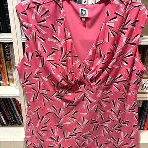 Anne Klein Pink Geometric Women's Blouse 2x